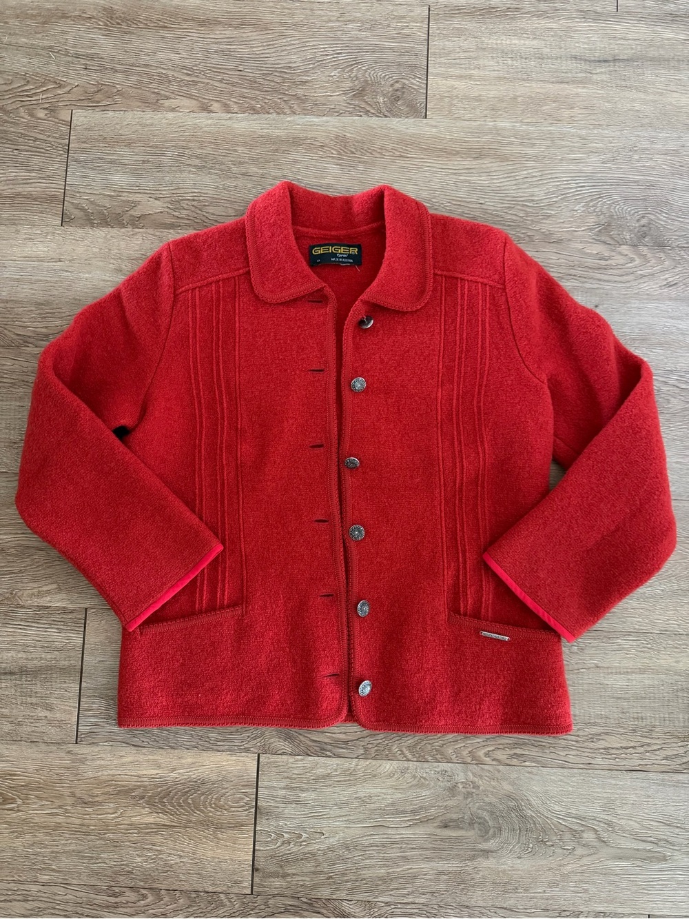Women's Red Wool Peacoat with Button Front size small